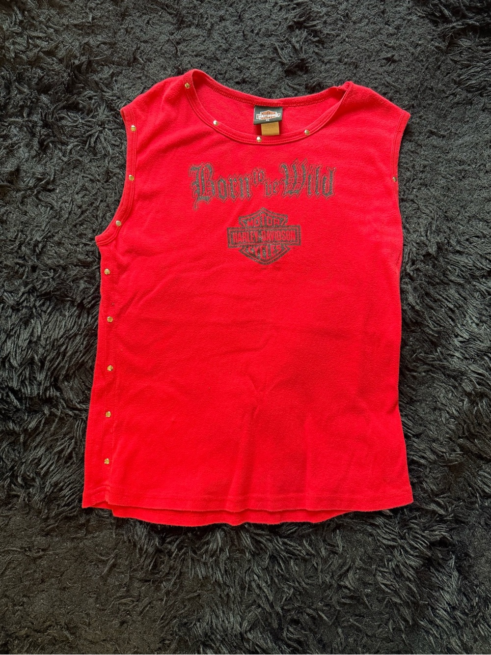 Harley-Davidson Red "Born to be Wild" Studded Tank Top